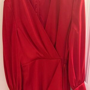 Alex Marie Satin Ruffle Hem Long Sleeve Dress - Size 16